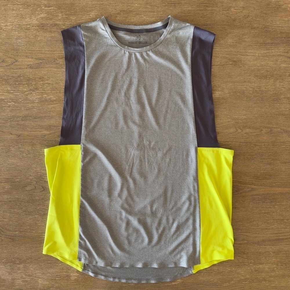 Robert Geller x Lululemon Take The Moment Sleeveless Tank-Grey/Neon Yellow-SZ LG